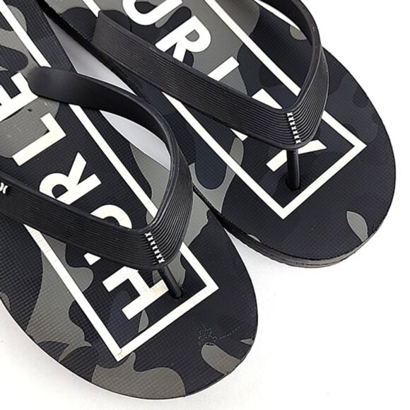 Hurley Men's Camo Black Grey Flip Flops Thongs Size 7 - Picture 7 of 10
